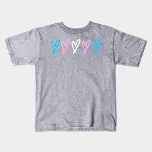 trans flag hearts Kids T-Shirt